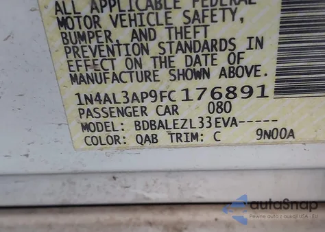 2015 Nissan Altima 2.5 S из США, поврежденный, VIN 1N4AL3AP9FC176891